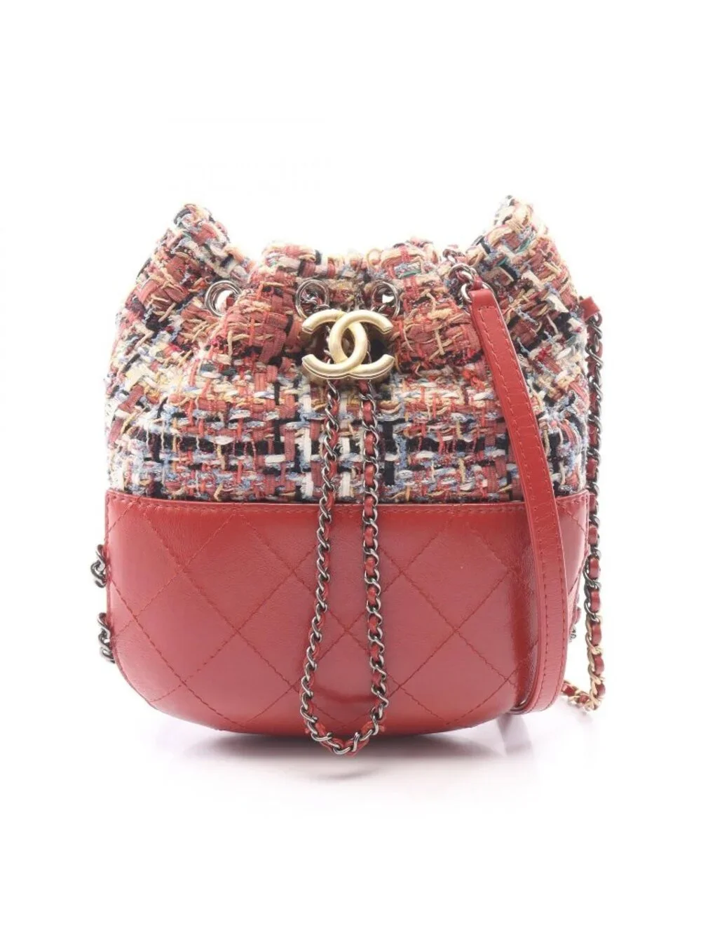 Chanel Shoulder Bag Gabriel de Drawstring Chain Multi Fabric Leather de Small